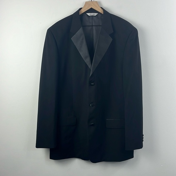 Linea Uomo Wool Tuxedo Formal Black Satin Trim Blazer Jacket Mens Size 48 XL - Picture 1 of 14
